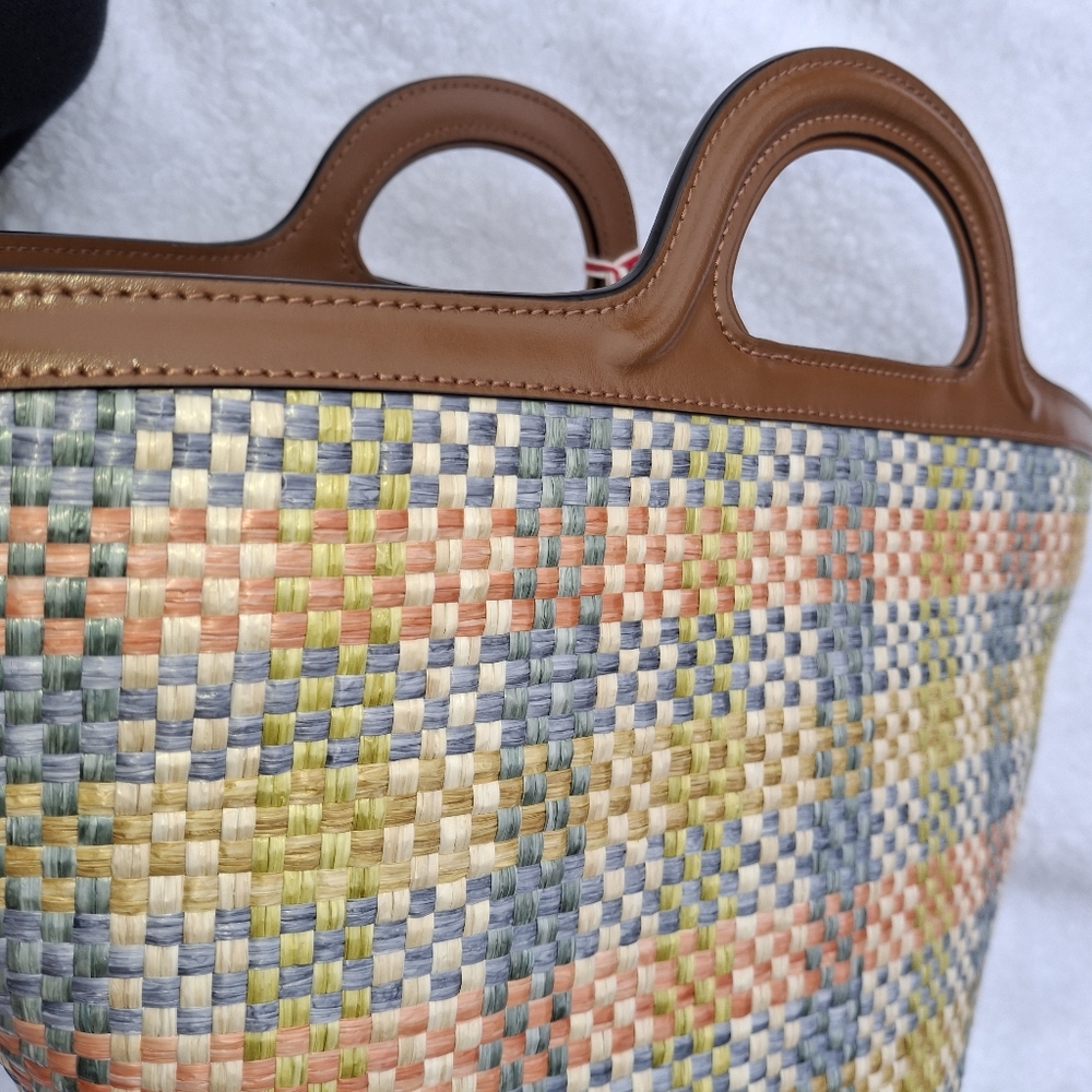 Marni NWT Tropicalia Multicolor Lemon Apricot Moca Woven Bag - Picture 14 of 16